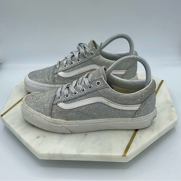 Vans Women’s Old Skool Silver Lurex Glitter Size 7.5 - Picture 7 of 8